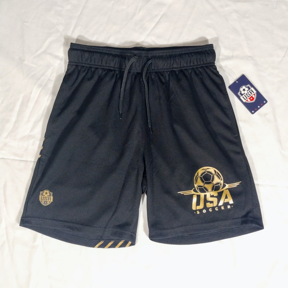 USA Soccer Men's Athletic Shorts Drawstring Size Small 29"-31" Black Gold New